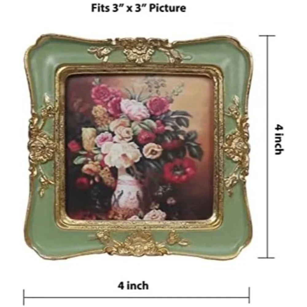 Vintage Picture 3x3 Luxury Antique Photo Frames With Golden Embossed Flower